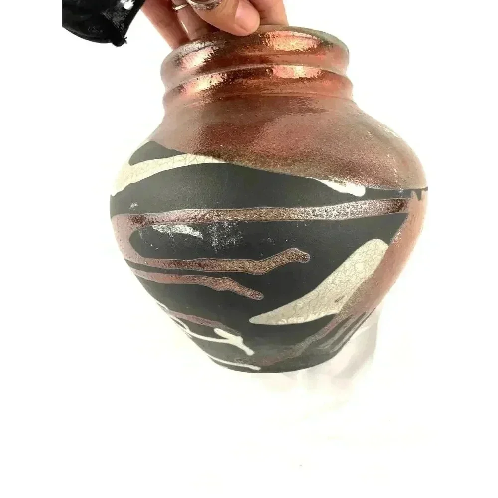 VTG Pottery Vase Abstract‎ Handmade Art Unique 7.5